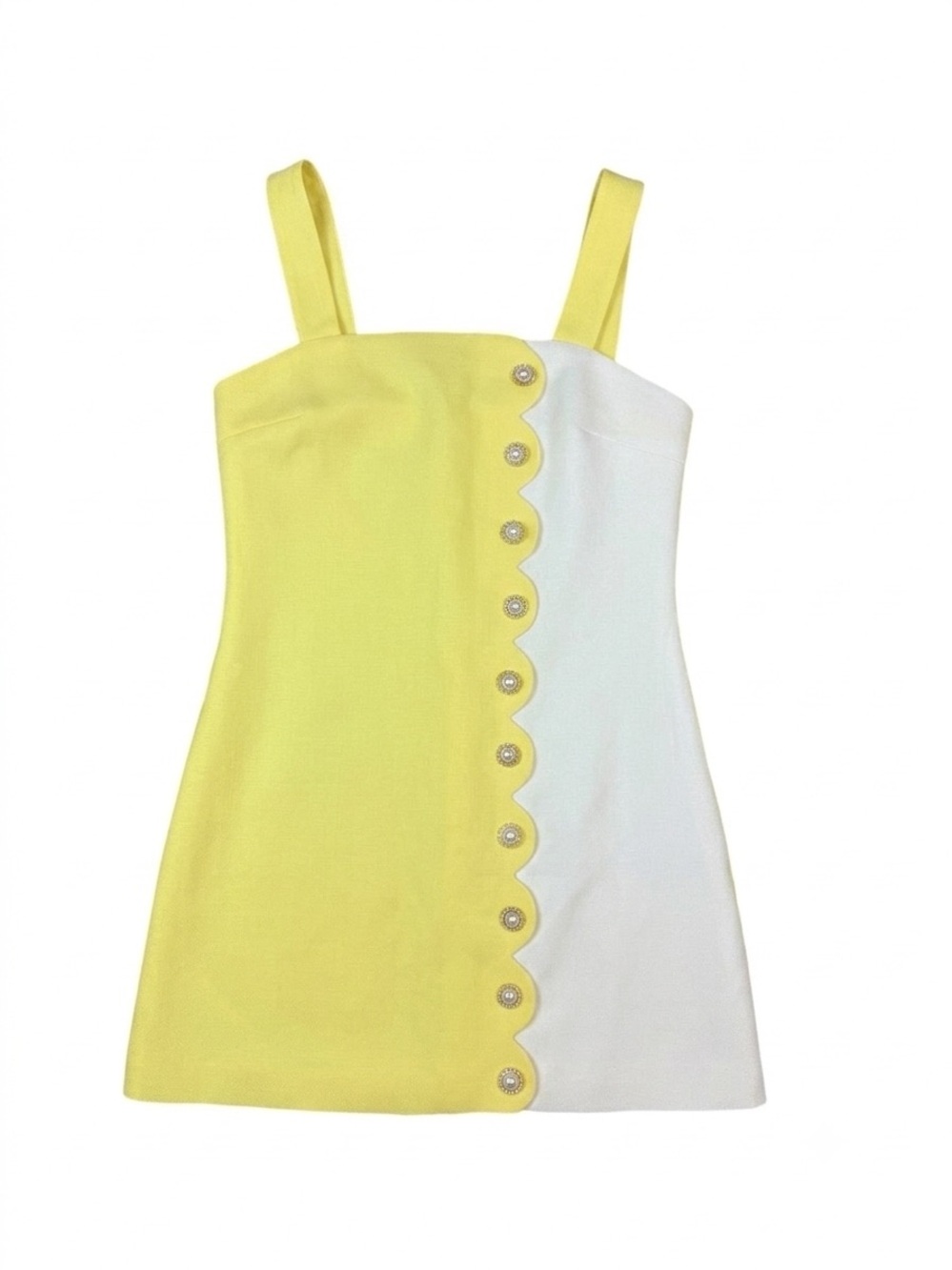 SSYS The Lebel Yellow & White Colorblock Mini Dress with Button Trim - Picture 3 of 9